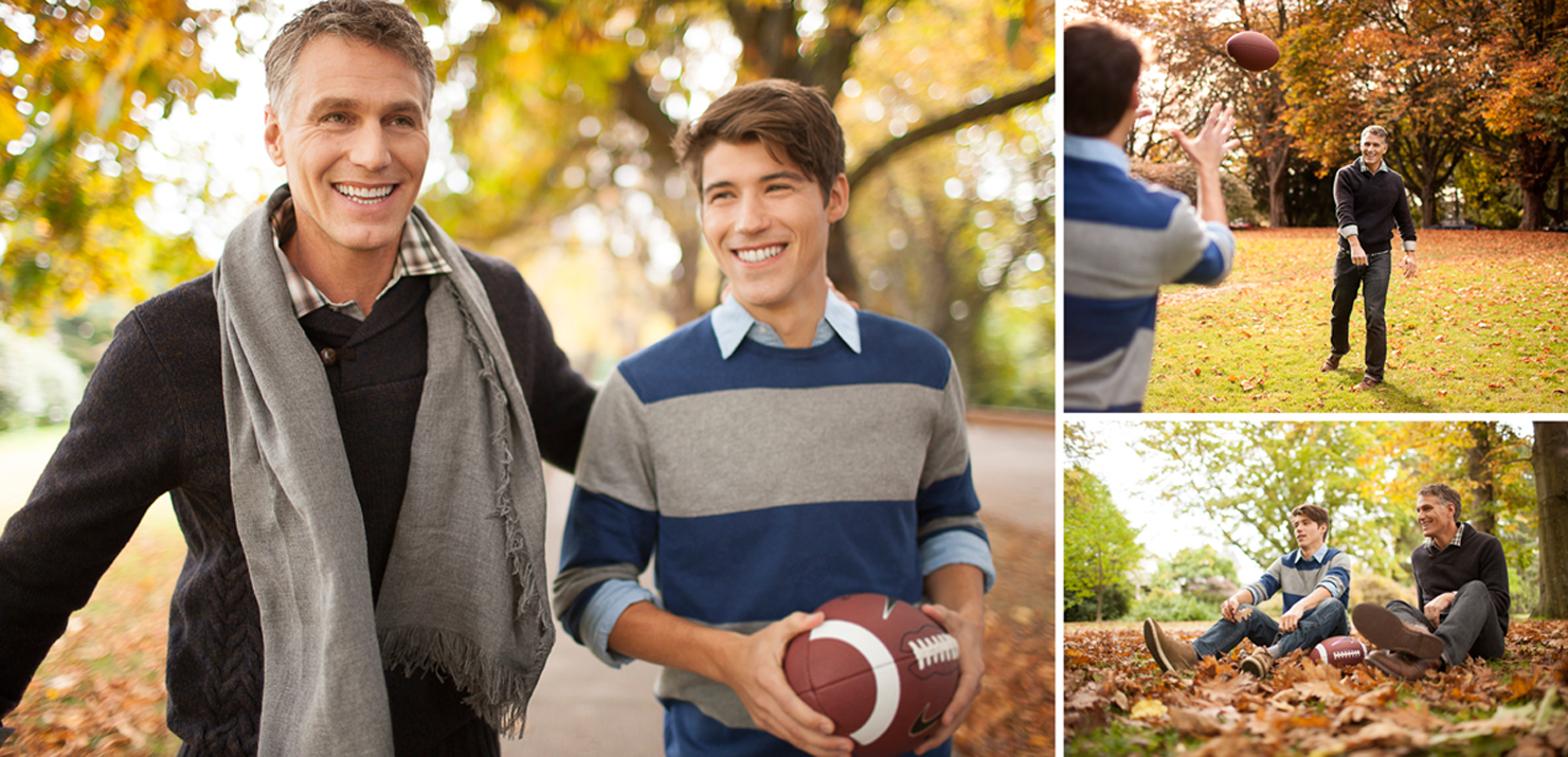 Father and son play football.   — Studio 3, Inc.