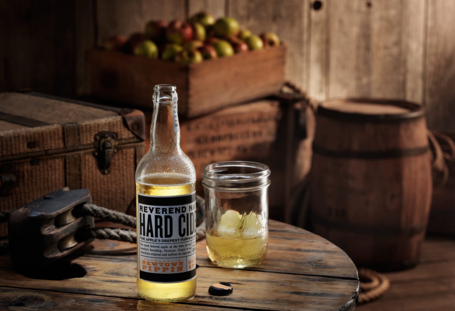 Studio 3 Drink Photography Reverend Nat's Hard Cider on a Tabletop